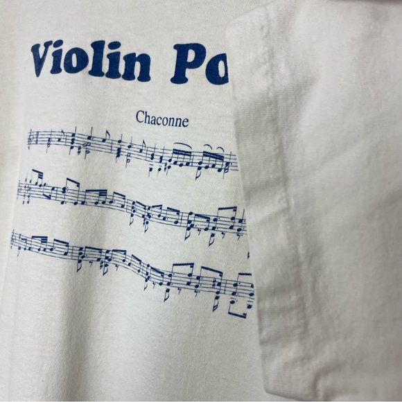Vintage 80’s Violin Power Chaconne White Single Stitch T Shirt Made in USA Large - Picture 2 of 7